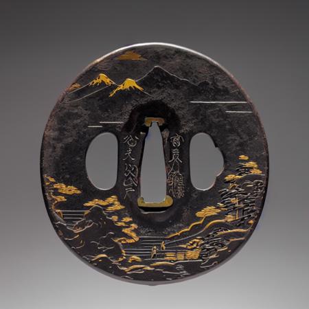 00132-20995630-_lora_katana_tsuba-000250_0.74_,katana tsuba,banboo,mountain,white background,.png